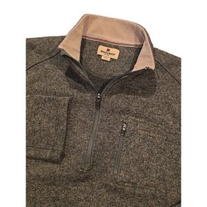 Woolrich Sweater Fleece Quarter Zip Pullover Mens Large Green Heather